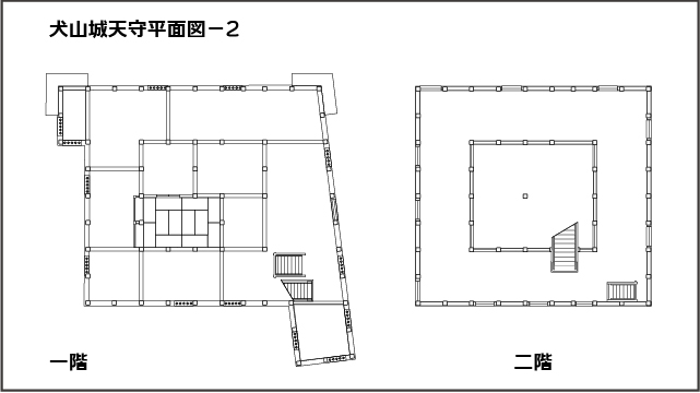 犬山城天守平面図。一階。二階